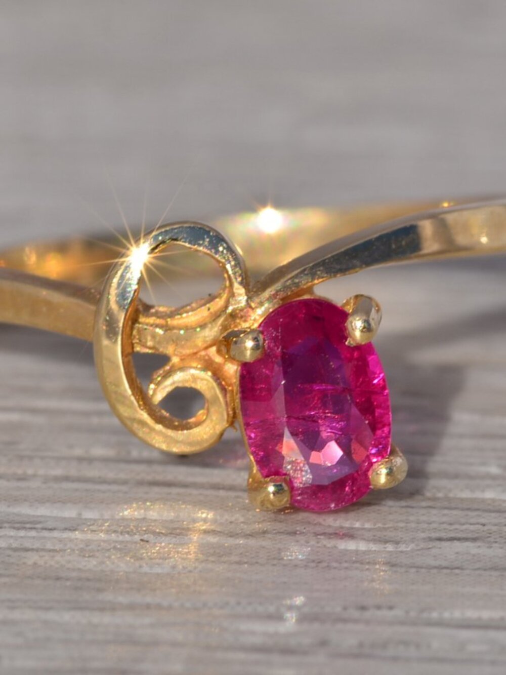 Ruby Solitaire Ring in Yellow Gold